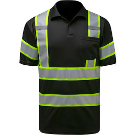 GSS Two Tone Short Sleeve Polo Shirt Polyester Black XL 5019-XL