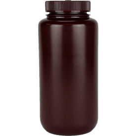 Thermo Scientific Nalgene™ Wide-Mouth Amber HDPE Economy Bottles with Closure 1L Case of 24 DS2185-0032