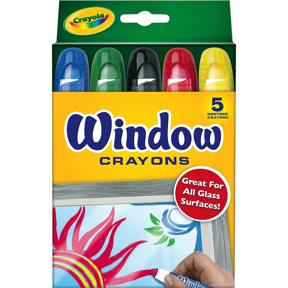 Crayola Washable Window Crayons, Assorted Colors, Box Of 5 (Min Order Qty 12) MPN:52-9765