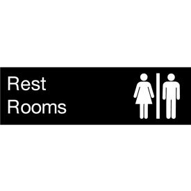 Engraved Sign - Rest Rooms - Black EN19BK