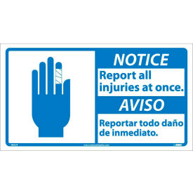 Bilingual Vinyl Sign - Notice Report All Injuries At Once NBA2P