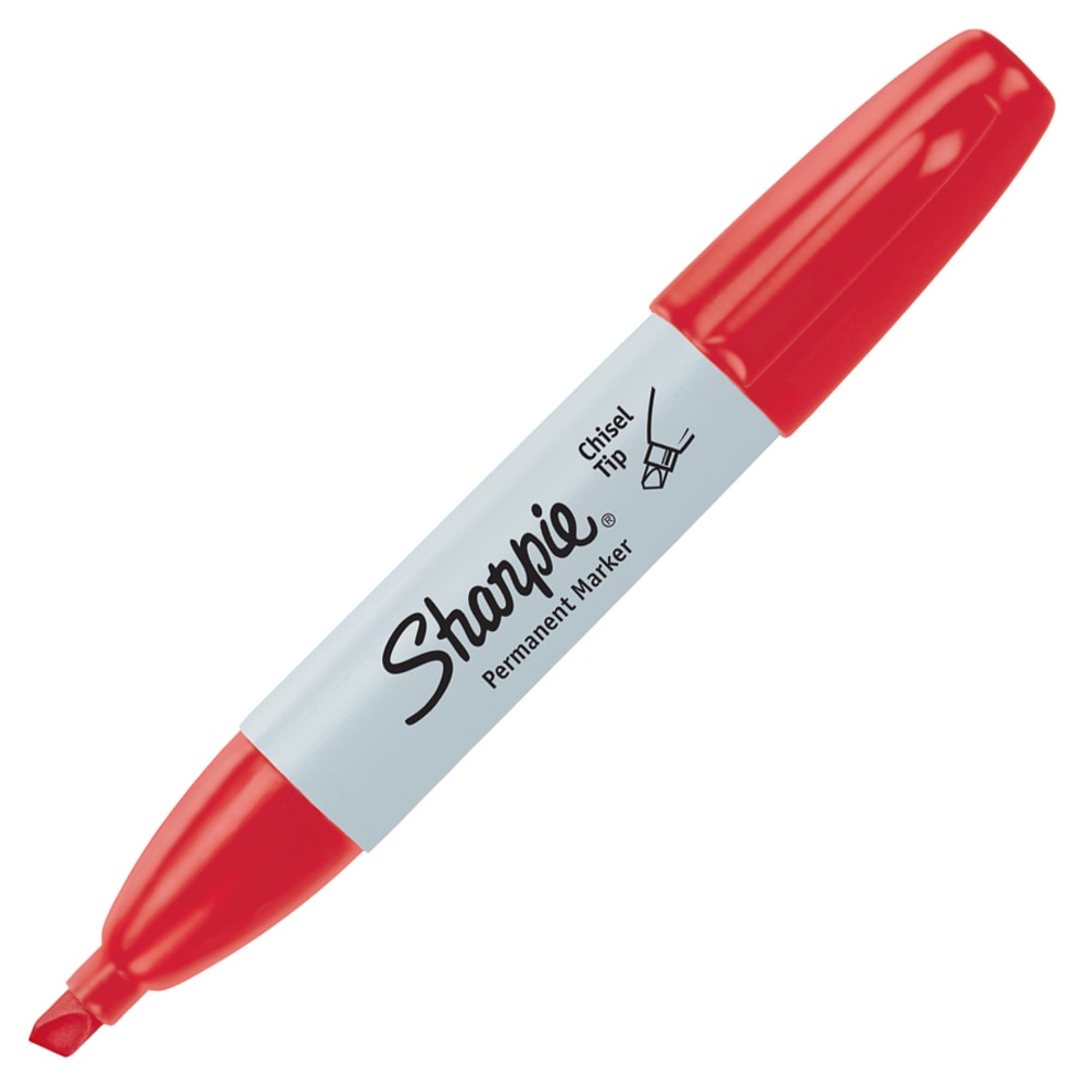 Sharpie Permanent Marker, Chisel Tip, Red Ink (Min Order Qty 25) MPN:38283