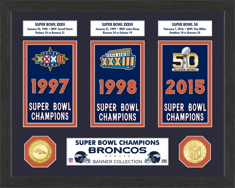 Denver Broncos Super Bowl Banner Collection Photo Mint MPN:PHOTO12714K