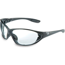 Uvex® Seismic Hydroshield Glasses Black Frame Clear Scratch-Resistant Hard Coat Anti-Fog S0600HS