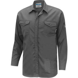 Oberon™ Men's Flame Resistant Button-Up Safety Shirt Cotton/Nylon XL Gray ZFI504-XL