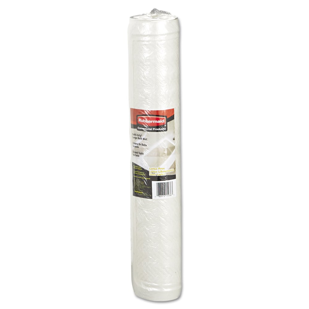 Rubbermaid Safti-Grip Latex-Free Vinyl Bath Mat, 16in x 28in, White MPN:1982726