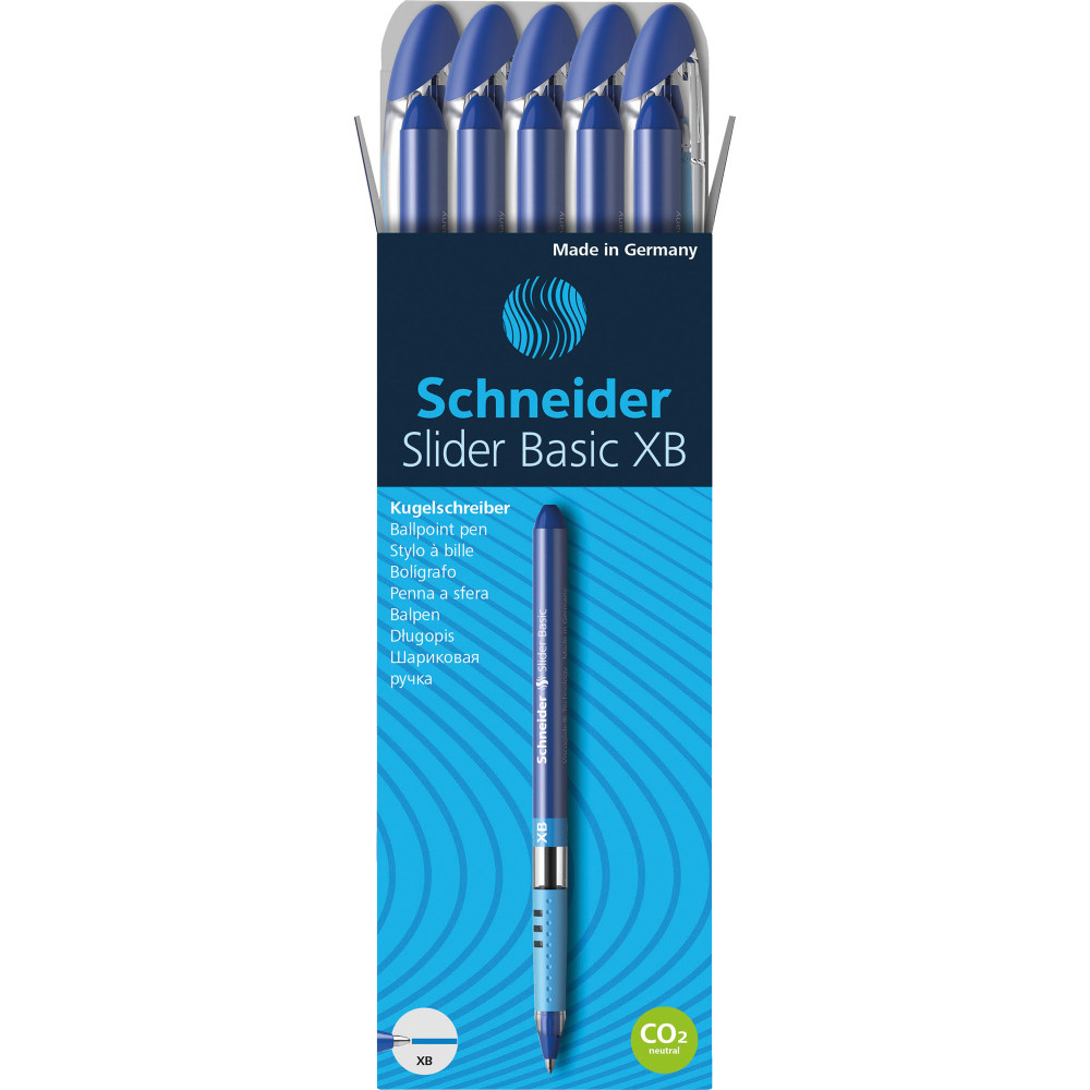 Schneider Slider Basic XB Ballpoint Pens - Extra Broad - 1.4 mm Pen Point Size - Blue Ink - Rubberized Barrel - Stainless Steel Tip - 10 / Box MPN:RED151203