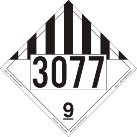 LabelMaster®ZEZ19-77 Miscellaneous Dangerous Goods Placard UN 3077 Removable Vinyl 25/Pack ZEZ19-77