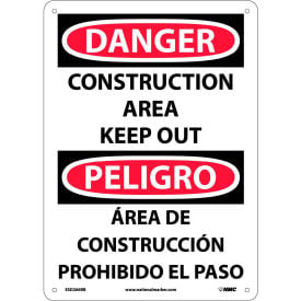 NMC™ Bilingual Plastic Sign Square Corner Danger Construction Area Keep Out 10
