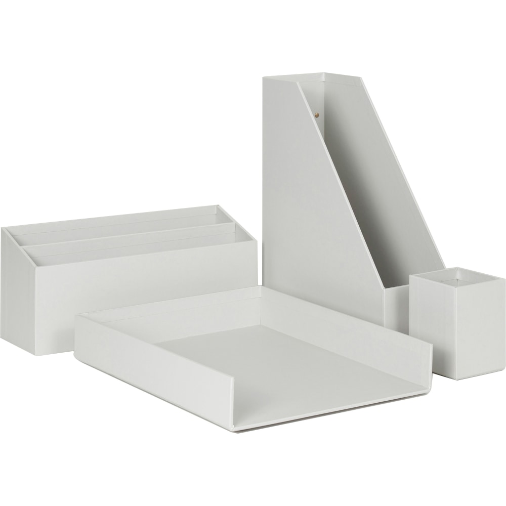 U Brands 4-Piece Desk Organization Kit, Light Gray MPN:3632U0002