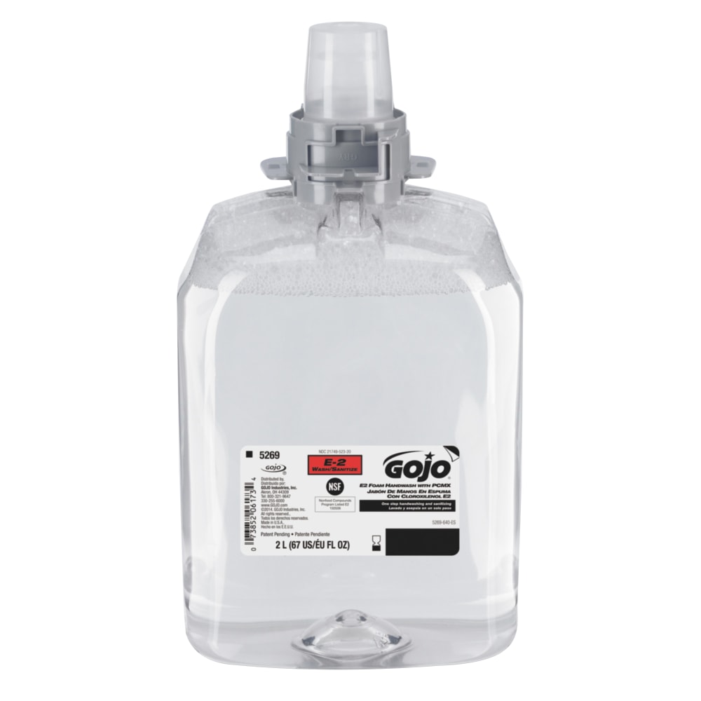 GOJO E2 Foam Hand Wash Soap With PCMXs, Unscented, 67.63 Oz, Set Of 2 Bottles MPN:5269-02
