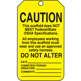 Accuform TSS102CTP Caution This Scaffold Does Not Meet..Tag PF-Cardstock 25/Pack TSS102CTP