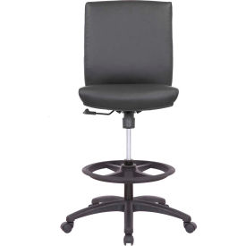 Interion® Antimicrobial Bonded Leather Drafting Stool Black 660-AM695