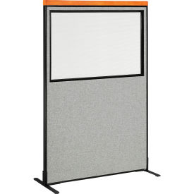 Interion® Deluxe Freestanding Office Partition Panel w/Partial Window 48-1/4