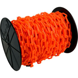 Mr. Chain® Plastic Chain Barrier On A Reel 1-1/2 x 200'L HDPE Traffic Orange 13301