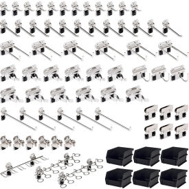 Triton Products® Hook & Bin Assortment For Stainless Steel LocBoard® Silver Pack of 72 SSLH2-Kit