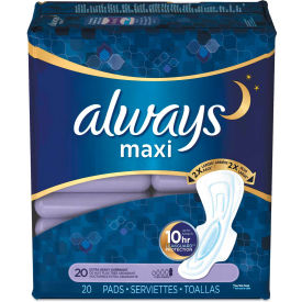 Always® Maxi Pads Size 5 Extra Heavy Overnight Absorbency 20/Pack 6 Packs/Carton 17902
