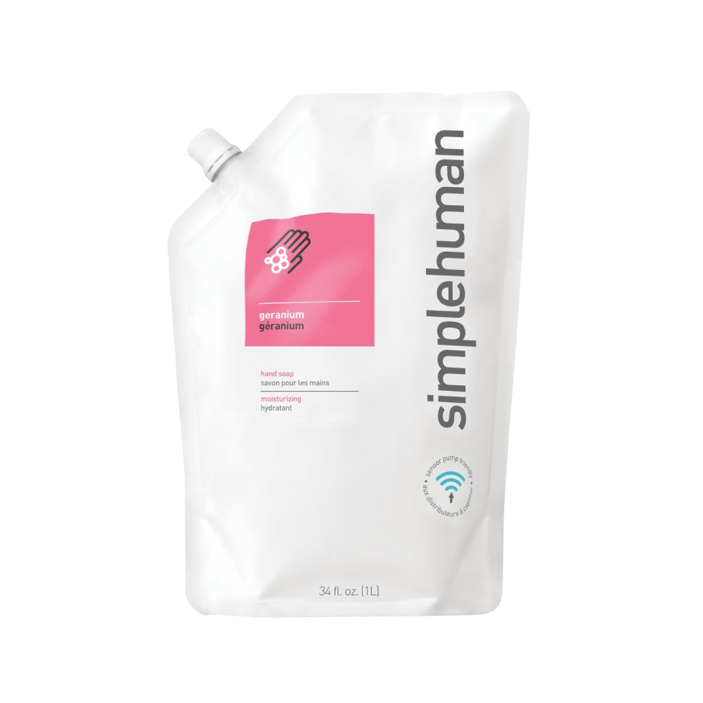 simplehuman Moisturizing Liquid Hand Soap, Geranium Scent, 34 Oz, Carton Of 6 Pouches MPN:CT1018