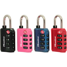 Master Lock® No. 4691DWD TSA-Accept Set-Your Own Combination Zinc Padlock - Assorted Colors - Pkg Qty 4 4691DWD