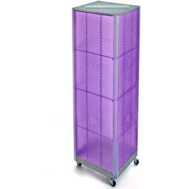 Global Approved 700406-PUR Four-Sided Spinning Pegboard Floor Display W/ Wheels 16
