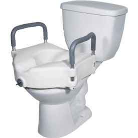 Drive Medical RTL12027RA Elevated Raised Toilet Seat with Removable Padded Arms Standard Seat RTL12027RA