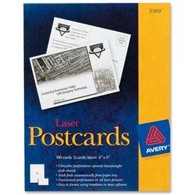 Avery® Printable Postcards Laser 80 lb 4x6 Matte White 100 Cards/Box 5389