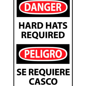 Bilingual Machine Labels - Danger Hard Hats Required ESD379AP