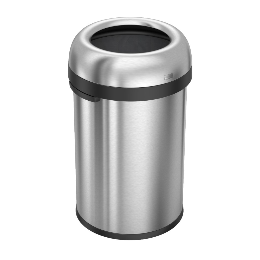 simplehuman Commercial Open Top Trash Can, Bullet Round, 30 Gallons, 32.3in x 18.9in, Brushed Heavy-Gauge Stainless Steel MPN:CW1471
