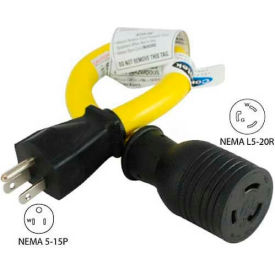 Conntek P515L520 15 to 20-Amp Locking Generator Adapter with NEMA 5-15P to L5-20R Yellow P515L520
