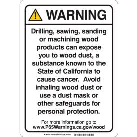 Brady® 150471 Prop 65 Regulatory Sign Wood Working 10