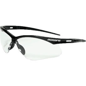 Jackson Safety SG Safety Glasses with Flexible Nose Piece Anti-Scratch Clear Lens Black Frame 50000 - Pkg Qty 12