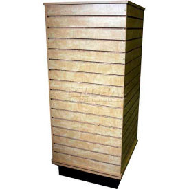 Slatwall Cube Display Fixture-Birch with Spinner Base and Casters RTA-DS-C-Birch