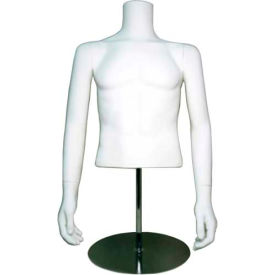 Male Headless Half Mannequin W/O Arms with Base - Upper - White HM/M