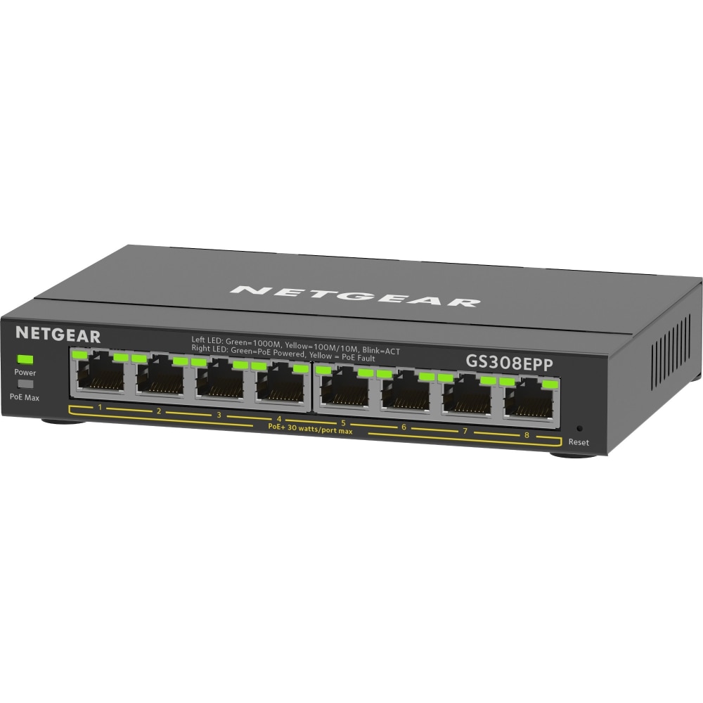 Netgear 8-Port Gigabit Ethernet PoE+ Smart Managed Plus Switch - 8 Ports - Manageable - 2 Layer Supported - GS308EPP100NAS MPN:GS308EPP-100NAS
