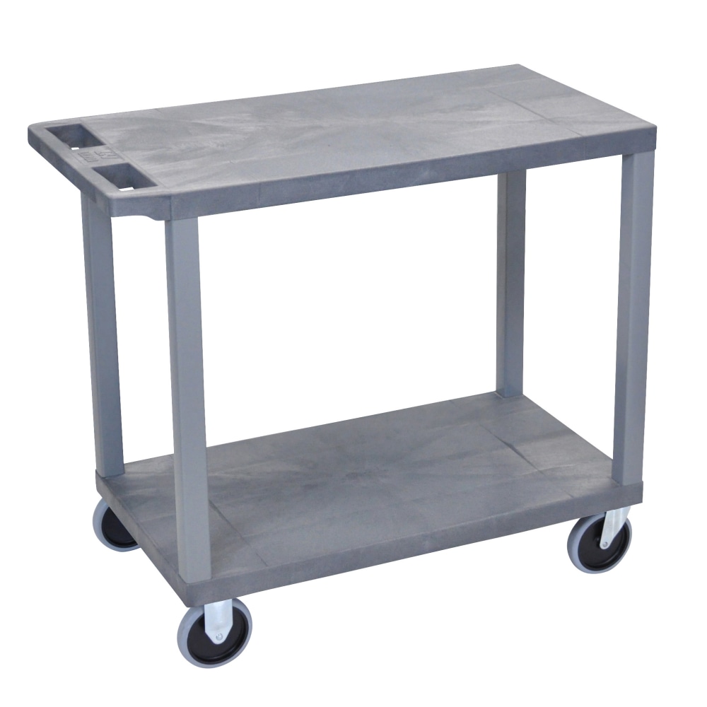 Luxor E-Series Plastic Cart, 2-Shelves, Heavy-Duty, 36 1/4inH x 32inW x 18inD, Gray MPN:EC22HD-G