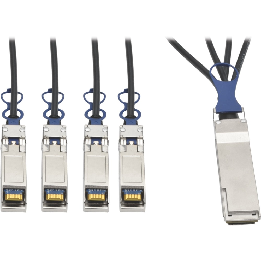 Tripp Lite 40GbE QSFP+ to 10GbE SFP+ Passive Copper Breakout Cable QSFP-4SFP10G Compatible 3M 10ft, N28103MBK MPN:N281-03M-BK