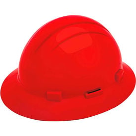 ERB® Americana Full Brim Hard Hat with Accessory Slots 4-Point Mega Ratchet Suspension Red WEL19284RE - Pkg Qty 12