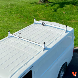 Vantech H1 2 Bar Steel Ladder Roof Rack For Nissan NV Cargo Van 2011-On White H1302W