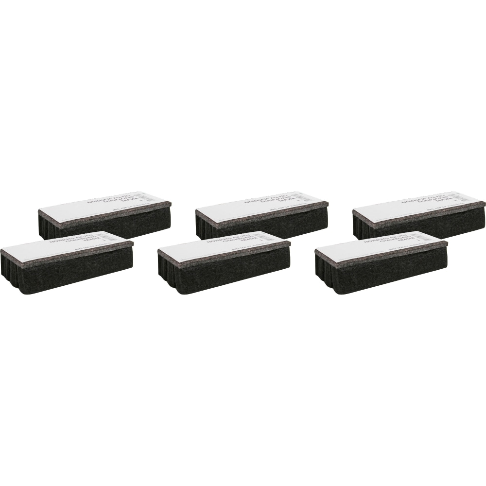 Lorell Chalkboard Erasers - Noiseless, Dustless - Black - Felt - 6 / Bundle MPN:1BD