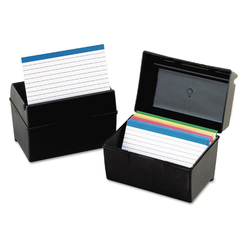 Desktop Kits; Organizer Type: Hinged Lid Index Card File Boxes ; Color: Black ; Material: Plastic ; Overall Depth: 4.7800 ; Overall Width: 6.5000 ; Overall Height: 5.2500in MPN:OXF01461