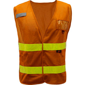 GSS Safety Incident Command Vest- Brown w/ Lime Prismatic Tape One Size Fits All 4112
