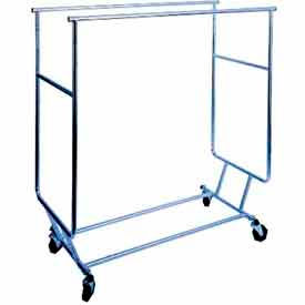Collapsible Rolling Garment Rack RCS-3 w/ Double Rail Round Tubing - Chrome RCS/3