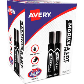 Avery® MARKS A LOT Large Desk-Style Permanent Marker Value Pack Broad Chisel Tip Black 36/Pk 98206