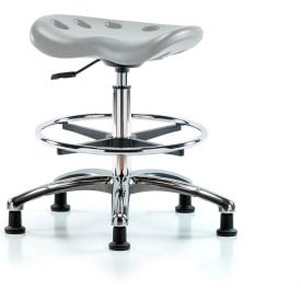 Blue Ridge Ergonomics Tractor Sit-Stand Medium Bench Height Stool with Glides PU Seat Gray PTMBSO-CR-CF-RG-GRY
