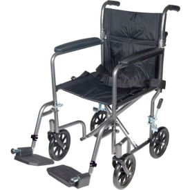 Drive Medical TR37E-SV Lightweight Steel Transport Wheelchair Fixed Full Arms 17