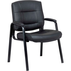 Interion® Antimicrobial Leather Guest Chair Black 721-AM695