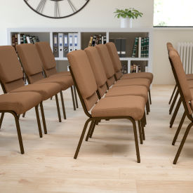 Flash Furniture 18.5''W Stacking Church Chair - Fabric - Brown - Hercules Series CH-60096-BN-GGXU-