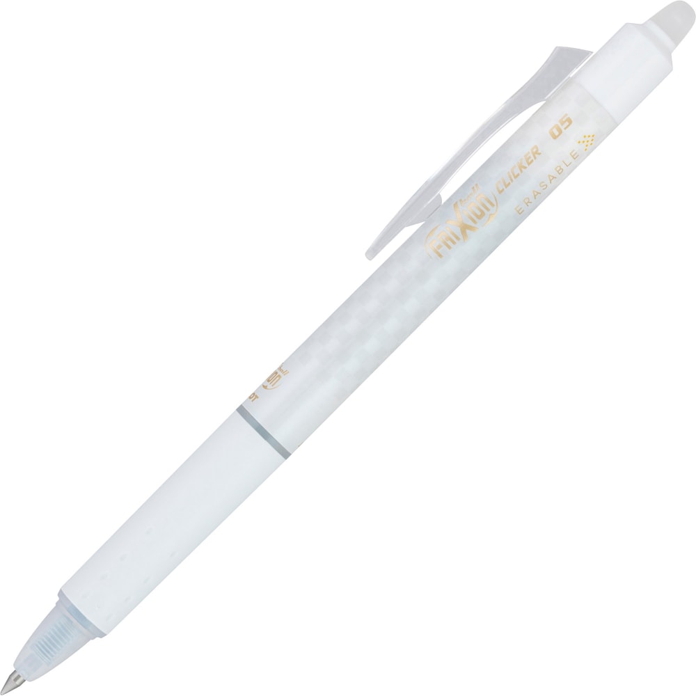 Pilot FriXion Ball Clicker Erasable Retractable Gel Pens, Pack of 12, Extra Fine Point, 0.5 mm, White Barrel, Black Ink MPN:15128