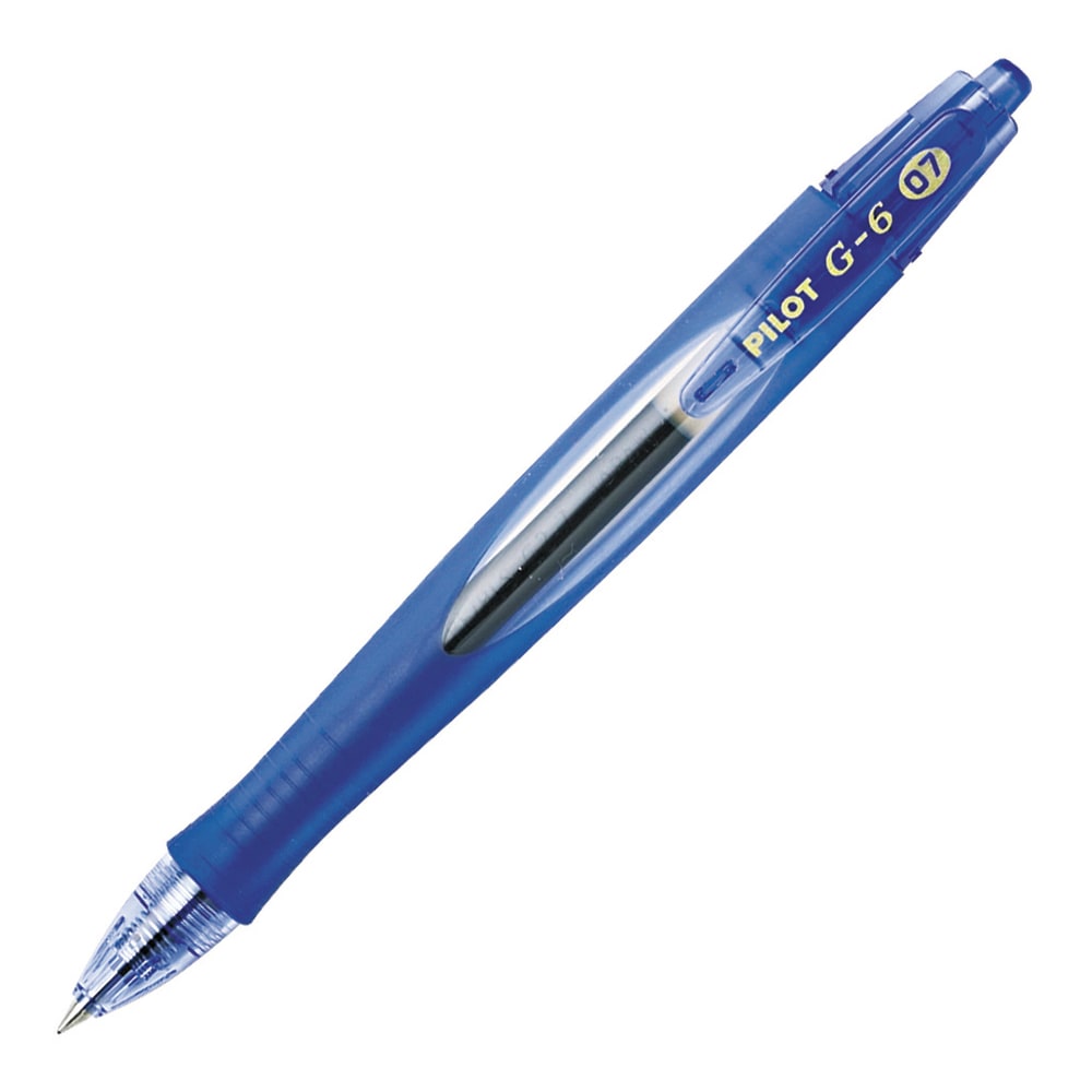 Pilot G-6 Retractable Gel Ink Rollerball Pen, 0.7 mm, Fine Point, Blue Barrel, Blue Ink MPN:31402EAUOM