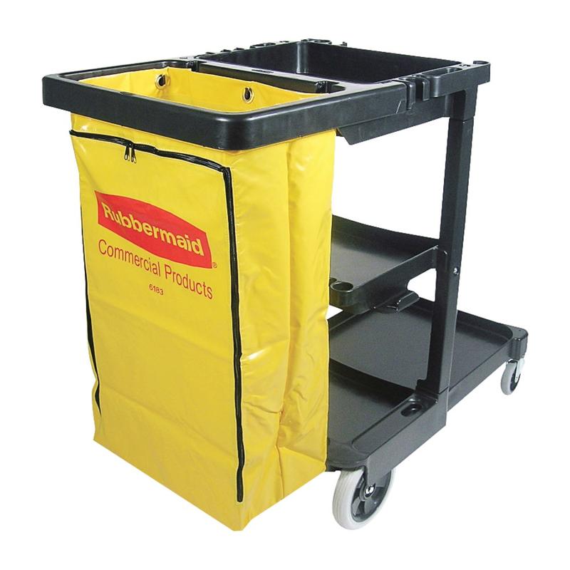 Rubbermaid Janitor Cart with 25-Gallon Zipper Vinyl Bag MPN:617388